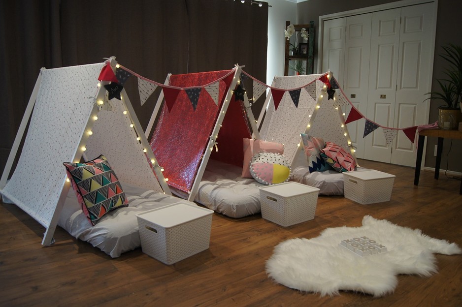 Teepee Sleepovers Pic 1 - Set 1 Starry Nights Comes in set of 3 or 5 All items pictured are supplied and set up as part of the package