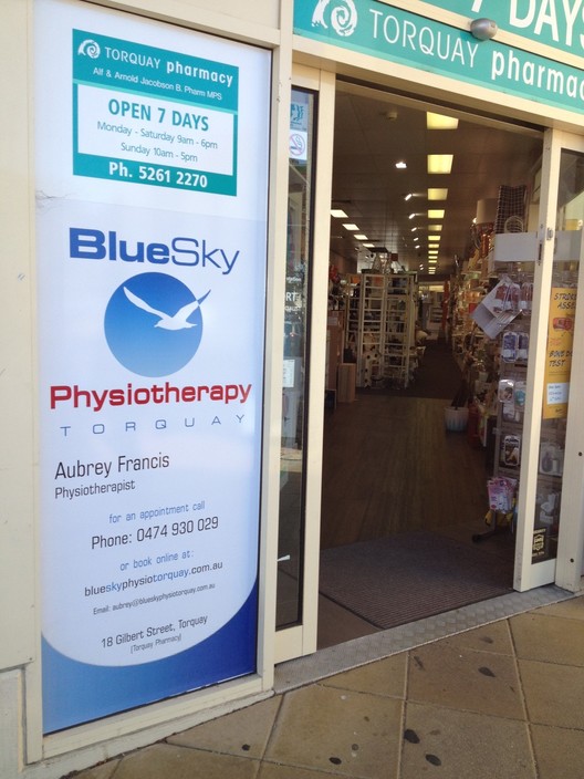 Blue Sky Physiotherapy Torquay Pic 1 - We are conveniently located in the heart of Torquay inside the Torquay Pharmacy building All are welcome and no referral is required