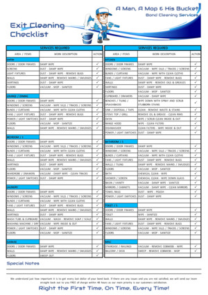 A Man, A Mop and his Bucket Bond Cleaning Pic 3 - Exit Cleaning Checklist