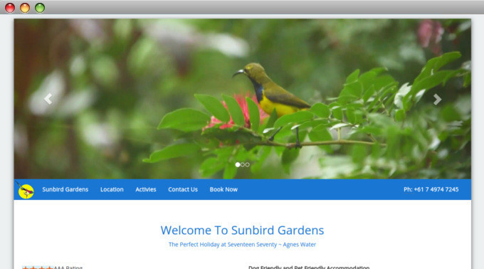 That Website Is Me Pic 1 - Sunbirdgardnescomau Local accommodation business in AGnes water A website client