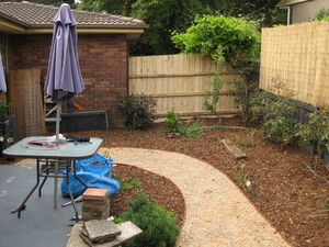 CDT Enterprises Pic 2 - It was time to strip out the old start again so I put in an edged path new fence mulch