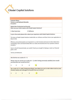 CCS Lending Pic 4 - Customer Feedback 1