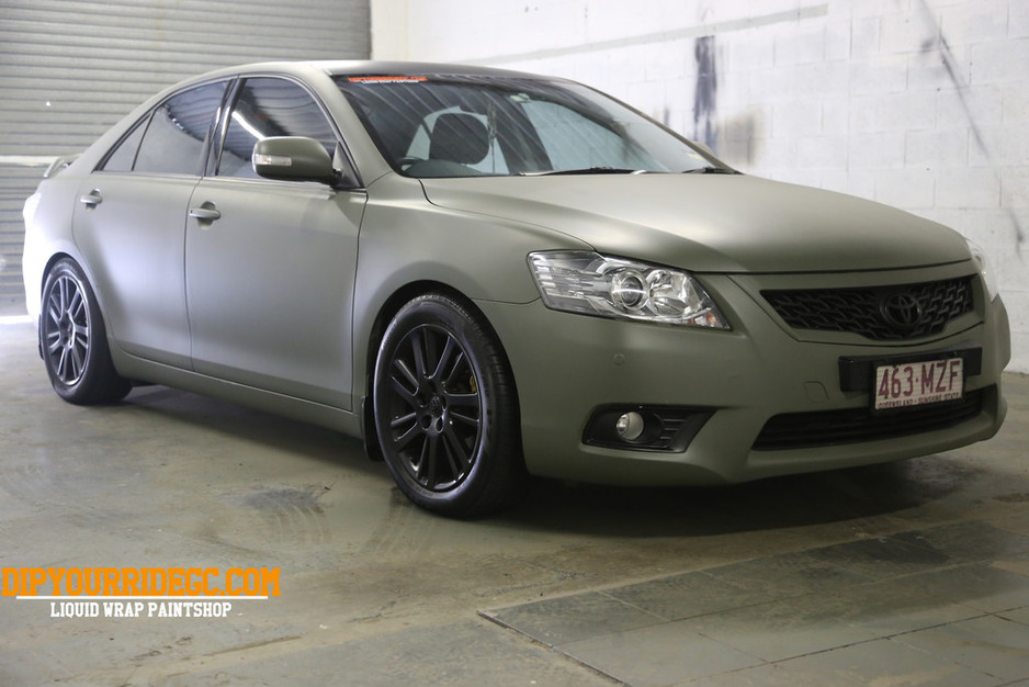 Dip Your Ride Pic 1 - Full car wrap camo green wheels gloss black