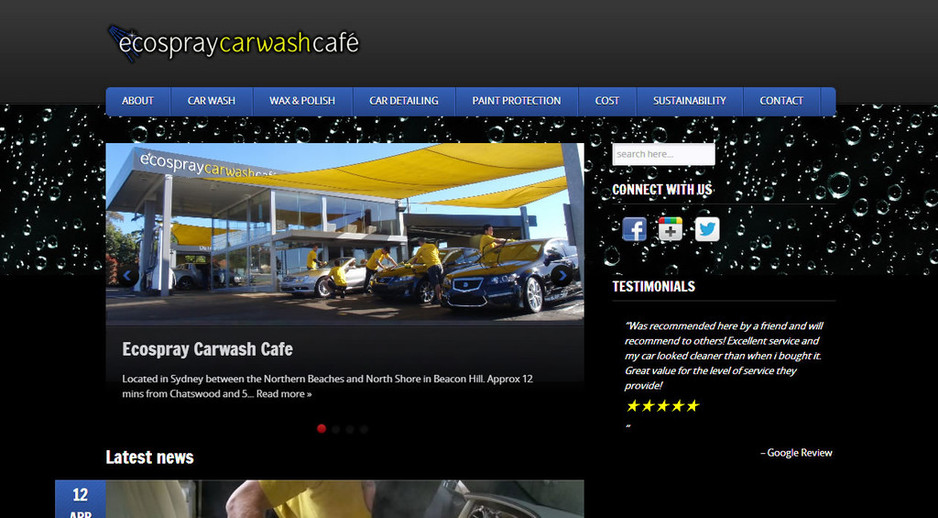 Arthur Marder Web Design & Social Media Pic 2 - Ecospray Car Wash Cafe wwwecospraycarwashcomau