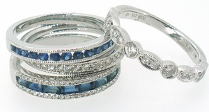 Gattea jewellers Pic 2 - Stackable anniversary rings with diamonds and sapphires