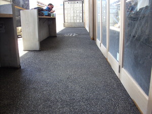 All Boxed Concreting Pty Ltd Pic 5 - Exposed aggregate shop front Dock lands