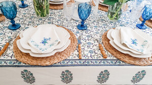 Decor Mantra Pic 3 - Blue and White large cotton tablecloths