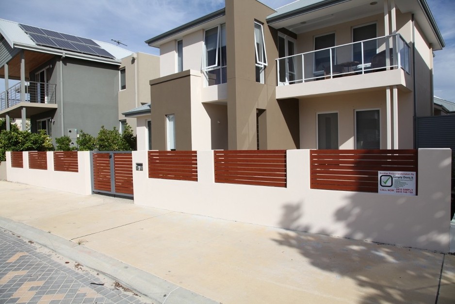 Simply Slat Fencing Pic 1 - Wood Look Aluminium Slats and gate