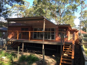 JGC Constructions Pty Ltd Pic 2 - Concealed fix hardwood deck with stainless steel wire handrail and insulated roof pergola Perfect for lazy Sunday mornings of hot coffee and the newspaper