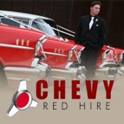 Chevy Red Hire Pic 1 - 3 matching 1957 Red Chevy Belair Sedans