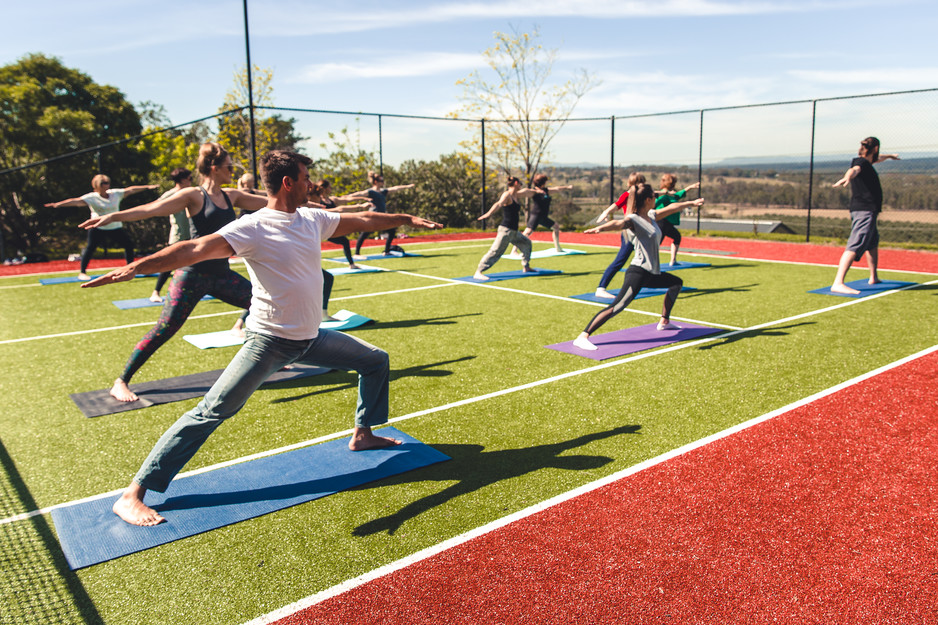 Yoga in the Vines Pic 1 - Classes run on our tennis court pool pavilion or yoga studio air conditioned