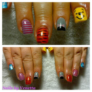 Nails by Venetta Pic 3 - Winnie the Pooh Acrylic Nails Nails by Venetta