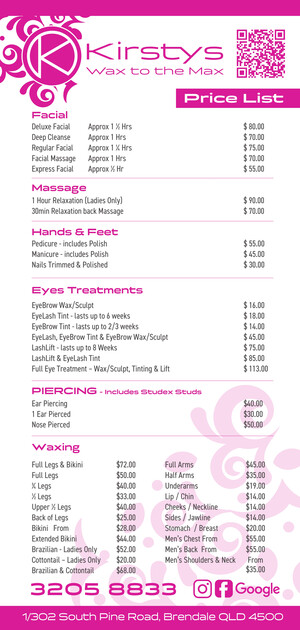 Kirsty's Wax to the Max Pic 2 - My new price list as of 8th February 2022