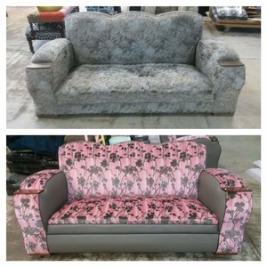 Topstitch Upholstery Pic 3 - Before and after Antique Club lounge