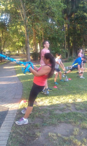 Blue Shadow Consulting Pic 5 - Client Madhu working on suspension pull ups