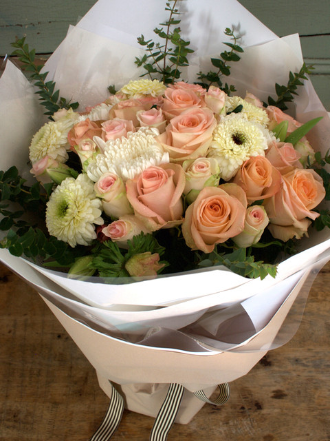 Flowers at the Door Pic 1 - Flower Bouquets our bouquets come in medium large or abundant size styling Fresh seasonal flowers in your chosen colour palette Elegant greens whites creams Vintage pastel shades whites cream Vibrant brighter blooms Beautiful bouquets