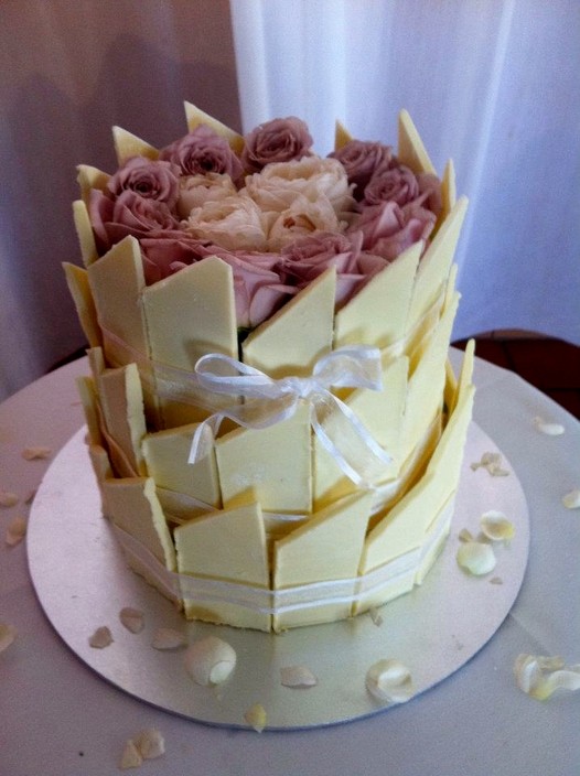 Innovative Celebrations Pic 1 - 3 Tier wedding cake with white chocolate tiles