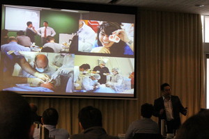 Hills Dental Care Pic 5 - Our principal dentist Dr James Kim lecturing and providing training to industry colleagues