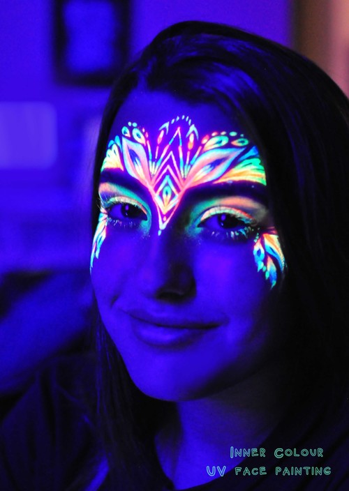 Inner Colour Face Painting & Body Art Pic 1 - UV glow face painting Inner Colour Face Painting