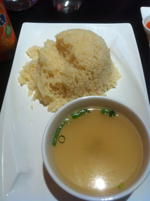 Lazat Restaurant Pic 3 - Rice and soup for hainanese chicken