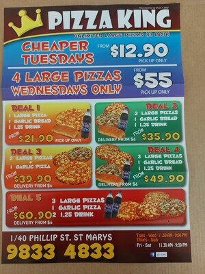 Pizza King Pic 2 - Up to date menu and prices