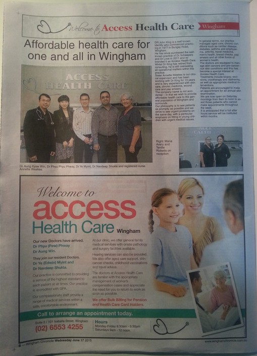 Access Health Care - Wingham Pic 1 - Access Health Care in Wingham Chronicle Newspaper