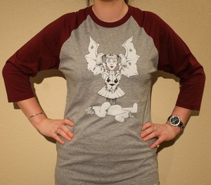 Dead Ted Enterprises Pty Ltd Pic 3 - BurgundyGrey Long Sleeve Evil Angel Tee