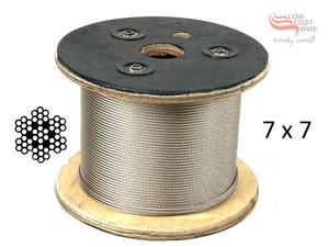 Low Cost Wire Pic 5 - 7x7 Stainless Steel Wire Rope G316 32mm for use with Mechanically or Hydraulically Swaged Fittings