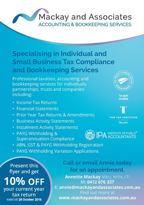 Mackay and Associates Accounting & Bookkeeping Services Pic 2 - Our current Promotion