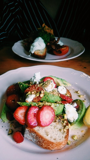 The Jam Pantry Pic 2 - avo with pickled and fresh strawberries goats chvre and pistachio crumb surprisingly a yummy combination