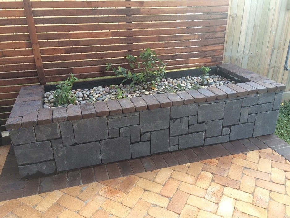 Johnsons Landscapes Pic 1 - Planter box cladded with Lime Stone French pattern