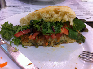 Cafe De Paris Pic 2 - Veggie burger looks great but tasted so bland no real flavour prince texture Lettuce was floppy and wilting