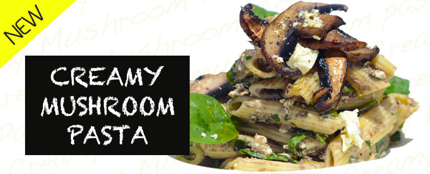 Youfoodz Pic 1 - Creamy mushroom pasta Pasta with a mushroom sauce and feta cheese and herbs