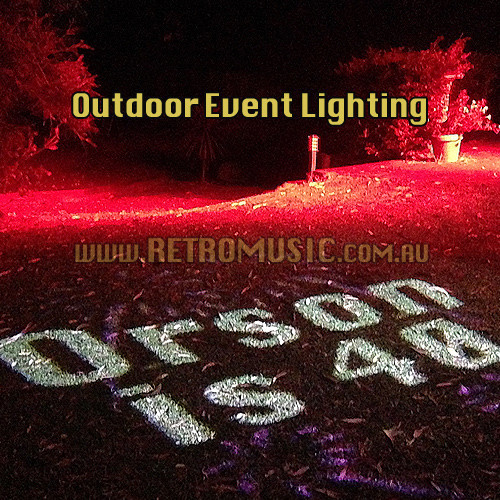 Retro Music Pic 1 - Outdoor coloured lighting in any colour to light up your back yard front lawn for any celebration at home resort or hotel reception location