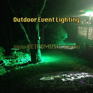 Retro Music Pic 5 - Outdoor coloured lighting in any colour to light up your back yard front lawn for any celebration at home resort or hotel reception location