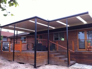 H.M. Construction Services Pic 3 - Flat roof with skylights on riser brackets