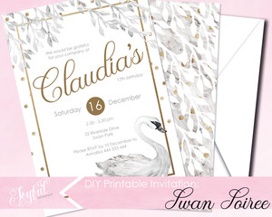 Joyful Invitations Pic 5 - Swan party invitation by Joyful Invitations