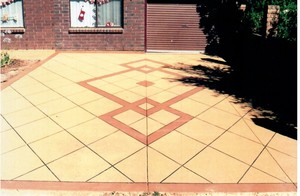 Spray Pave By Josh & Kim Pty Ltd Pic 3 - large diamond tile pattern with centre feature here you can see the difference between the before and after