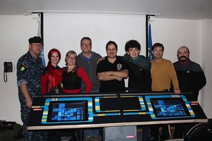 USS Typhon - Australian Star Trek Fan Club Pic 3 - Actor Robert Duncan McNeil Tom Paris of Star Trek Voyager and our Bridge Console prop