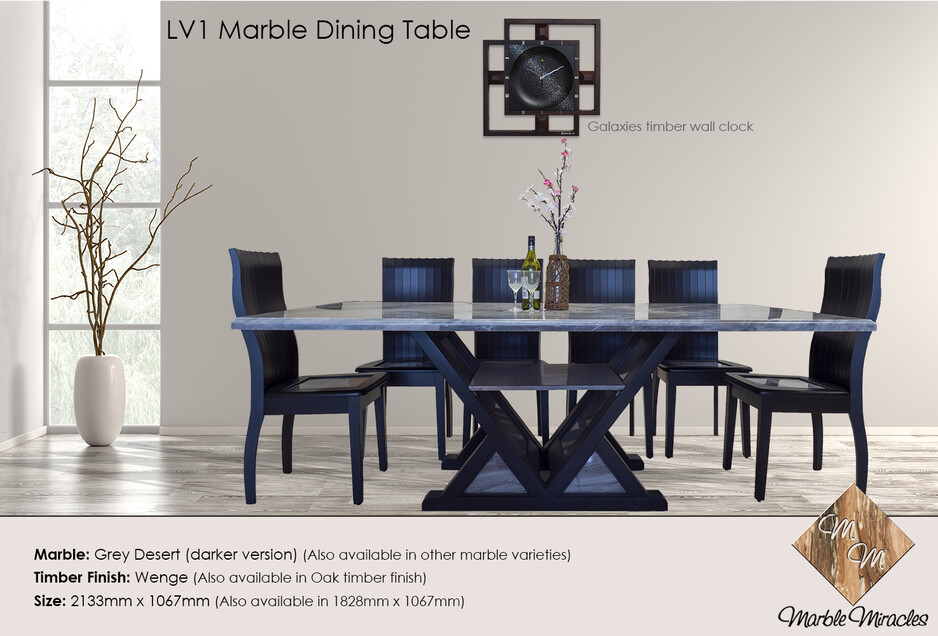 Marble Miracles Pty Ltd Pic 1 - LV1 natural marble dining table with timber and marble legs