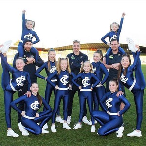 Dream Entertainment Studios Pic 2 - Our Carlton Cadets Acrobatics Team with some of the Carlton players including our Directors husband Dennis Armfield