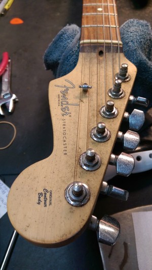 Spring Farm Guitar Services Pic 2 - Before Oxidation on machine heads and capstans dust on headstock rusted strings