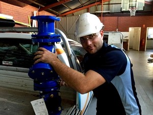 Dorrington Plumbing & Gas Pic 4 - Justin with a commercial grade pipe