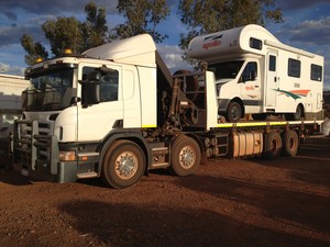 Pilbara Transport & Logistics Pic 3 - Transporting of damaged motor home back to Perth metro for repairs