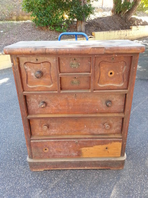 MichaelCollin.com Pic 4 - Australian Cedar Chest of Drawers before restoration Finished chest can be see in previous image