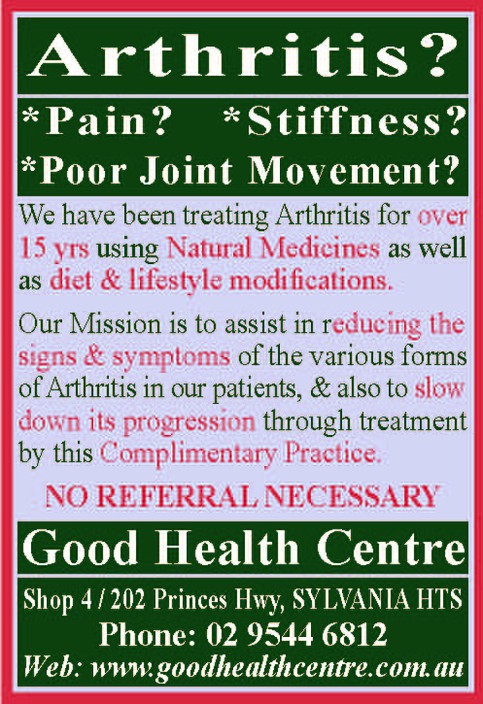 Good Health Centre Pic 1 - rheumatoid osteo arthritis