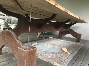 Carpentry and Maintenance Pic 3 - Bespoke table This is a bespoke table that I designed and manufactured out of recycled and aged slab timber The top is Camphor Laurel and the legs are ironbark This picture is taken 3 years after manufacture and has been sitting on an outdoor deck