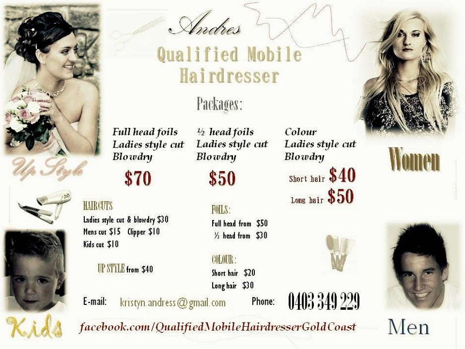 Qualified Mobile Hairdresser Andres Gold Coast In Surfers