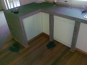 Chippy Builda Pic 5 - Polished Concrete Benchtop Spotted Gum Flooring Chippy Builda