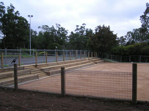 CDF fencing Pic 4 - tennis court seatingretaining wall